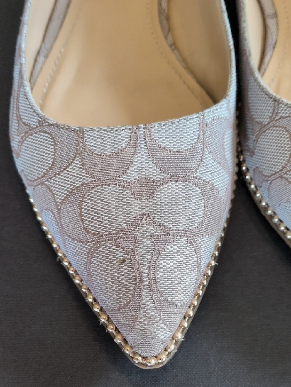 Coach Beige Signature Pointed Slingback Flats 8.5 - Picture 7 of 8